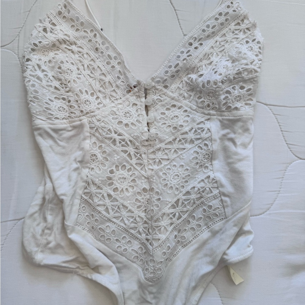 Free People White Lace Bodysuit